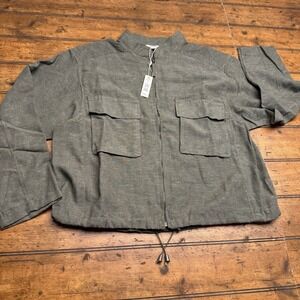 Max Studio Linen-Blend Jacket Women's Large New With Tags ($148‎ Retail) Olive